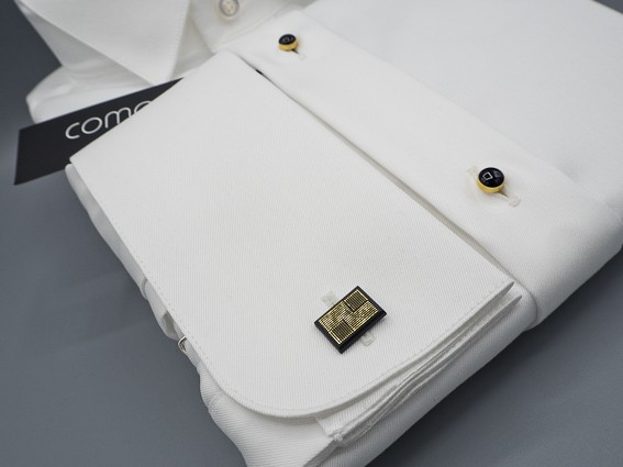 Koszula smokingowa ecru z jubilerskimi guzikami Premium